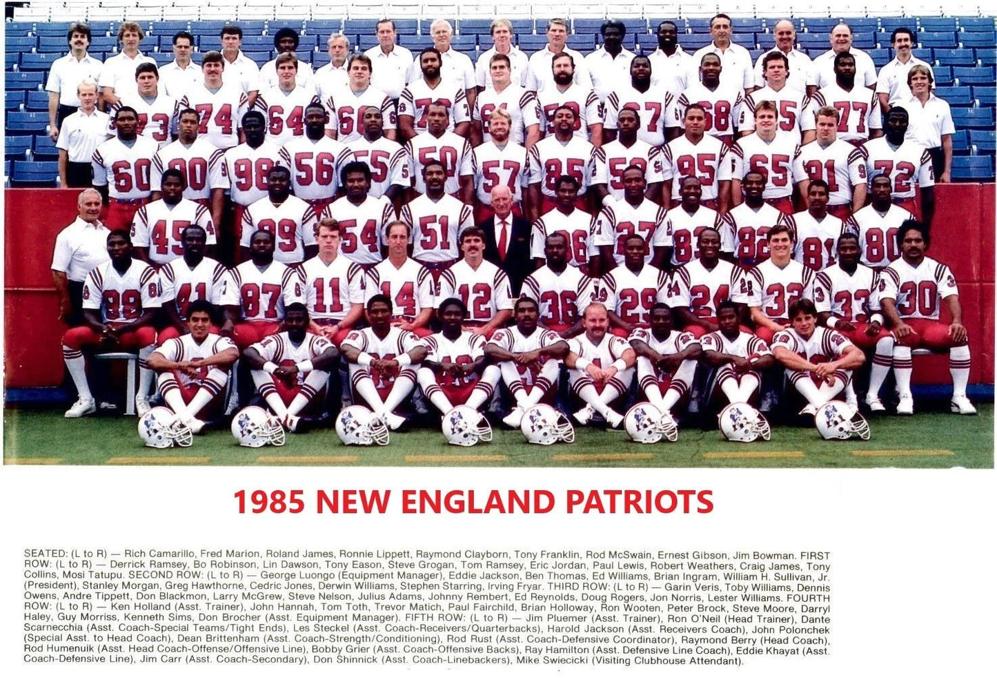 1985 New England Patriots Team Keychain Football Picture Nfl