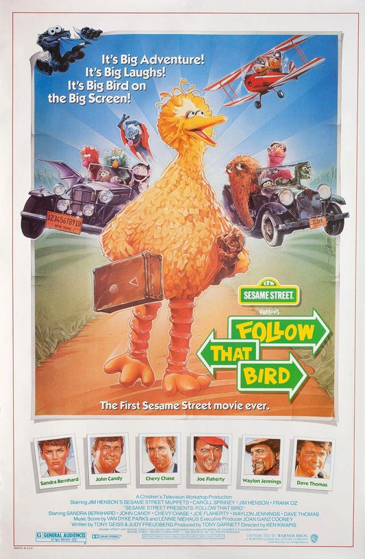 1985 Sesame Street Follow That Bird Movie Keychain Big Bird Fozzie Gonzo