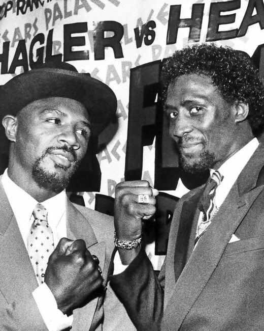 1985 Thomas Hearns And Marvelous Marvin Hagler Photo Poster Print 1