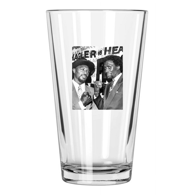 1985 Thomas Hearns And Marvelous Marvin Hagler Photo 1 Pint Beer Drinking Glass