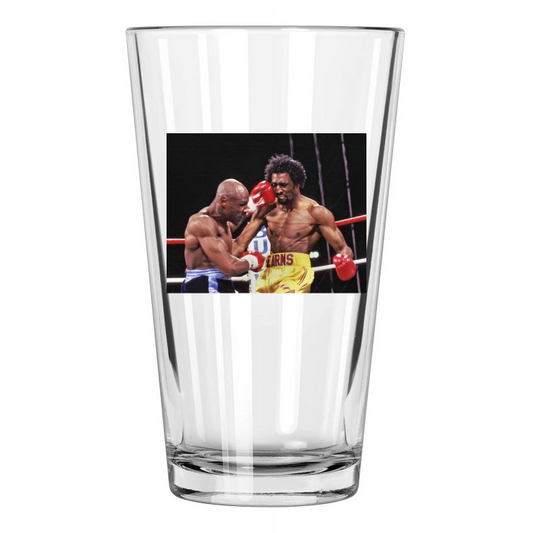 1985 Thomas Hearns And Marvelous Marvin Hagler Photo 2 Pint Beer Drinking Glass