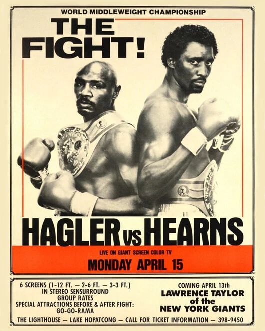 1985 Tommy Hearns Vs Marvelous Marvin Hagler Glossy Keychain Boxers Print
