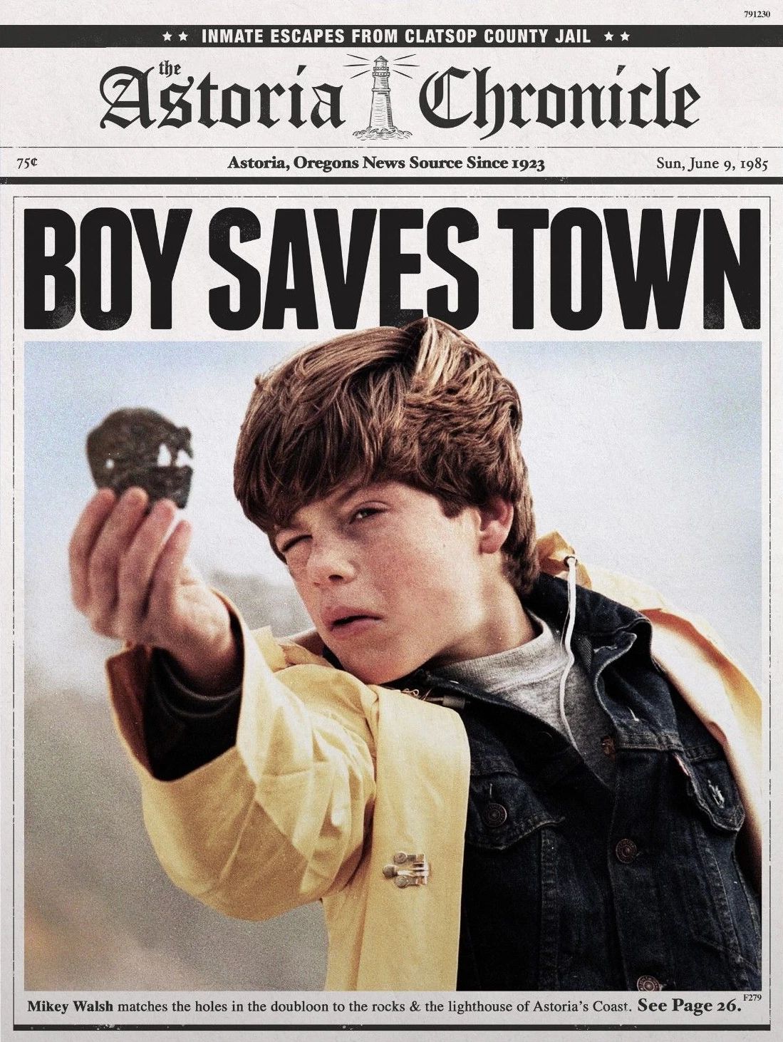 1985 The Goonies Astoria Chronicle Boy Saves Town Mikey Sean Astin