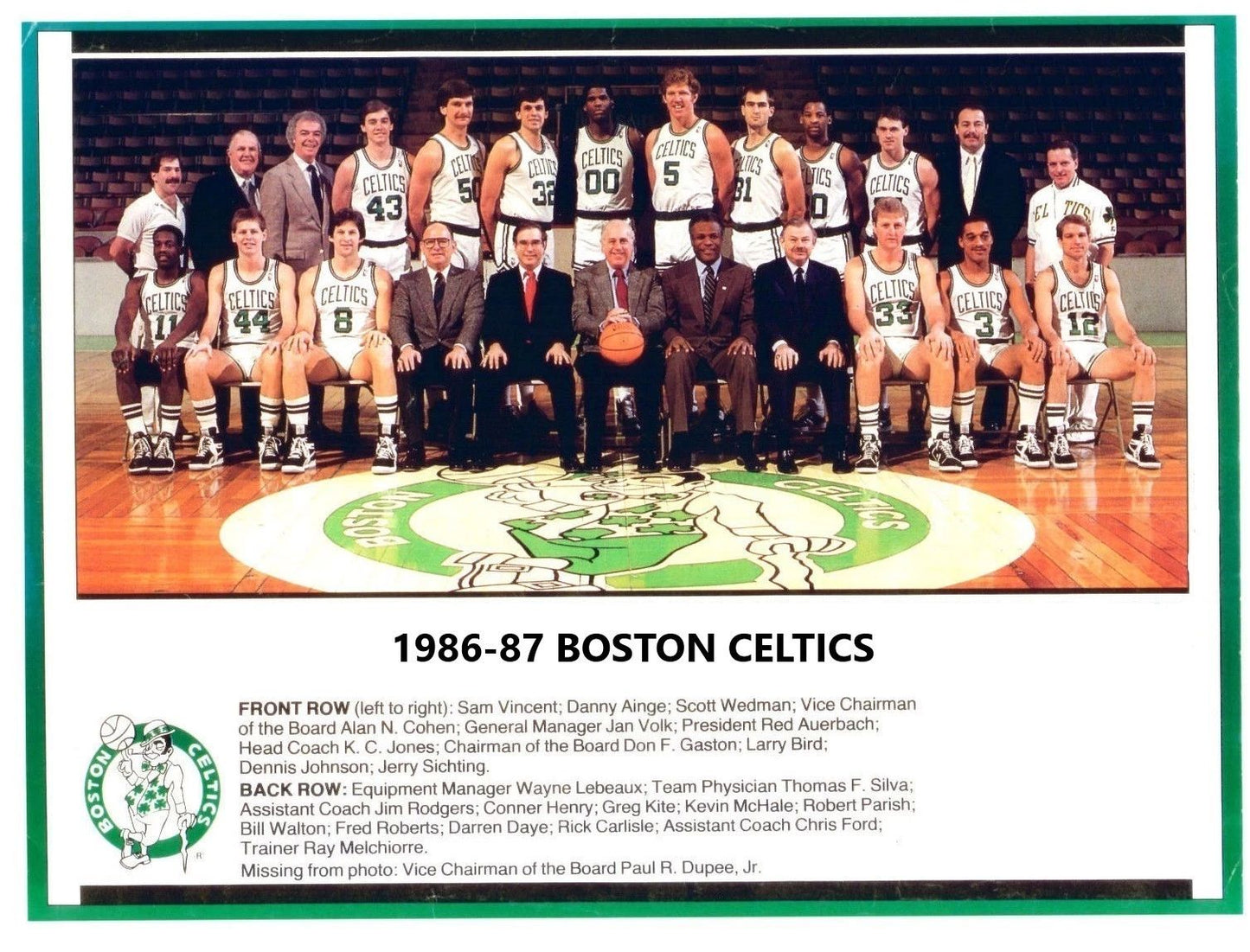 87 Boston Celtics Team Magnet Basketball Picture Nba
