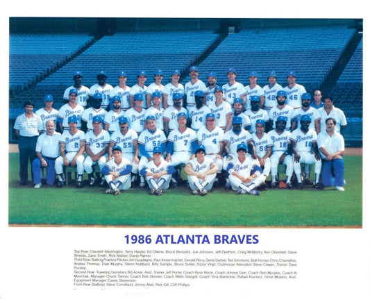 1986 Atlanta Braves Team Photo Baseball Mlb Picture