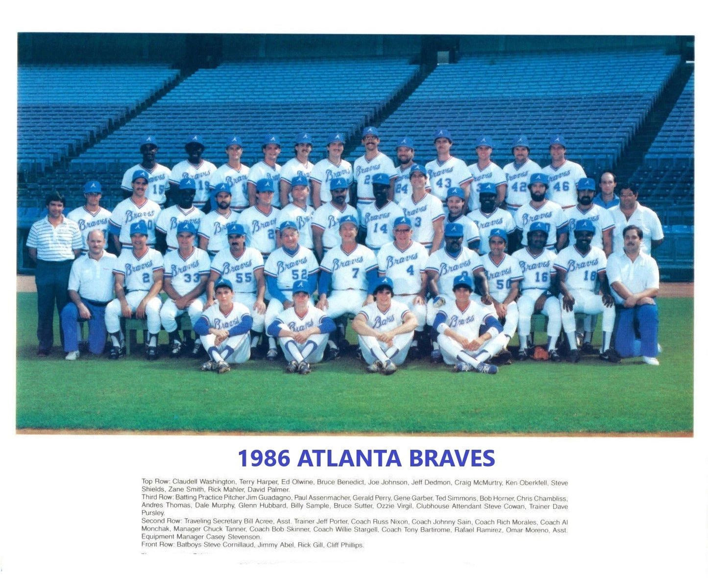 1986 Atlanta Braves Team Keychain Baseball Mlb Picture
