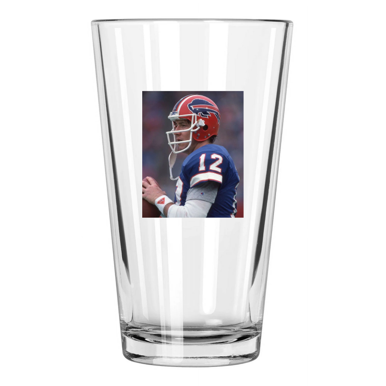 1986 Buffalo Bills Jim Kelly Photo 1St Year Football Pint Beer Drinking Glass