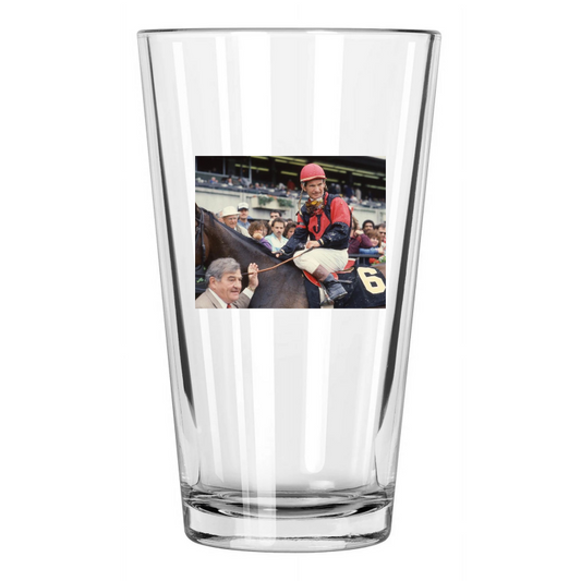 1986 Champion Racehorse Jockey Bill Willie Shoemaker Pint Beer Drinking Glass