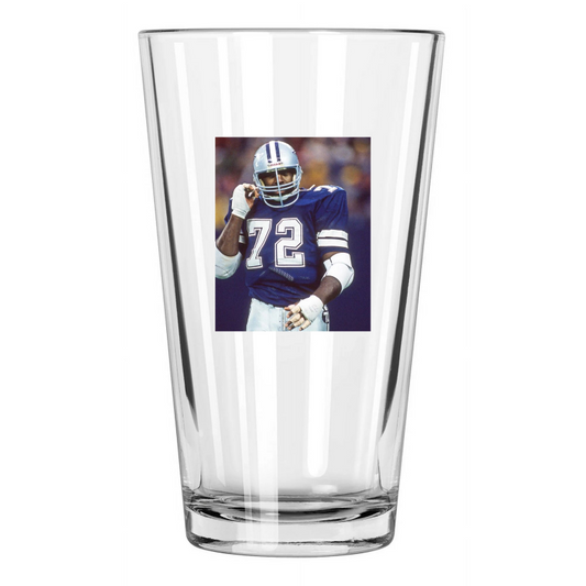 1986 Dallas Cowboys Ed 'Too Tall' Jones Photo Football Pint Beer Drinking Glass