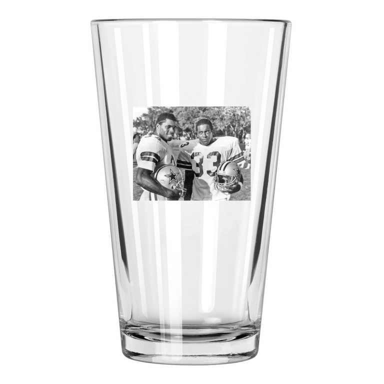 1986 Herschel Walker And Tony Dorsett Dallas Cowboys Pint Beer Drinking Glass