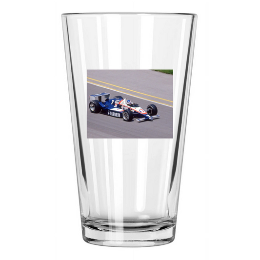 1986 Indy Driver Kevin Cogan Photo Indianapolis 500 Pint Beer Drinking Glass