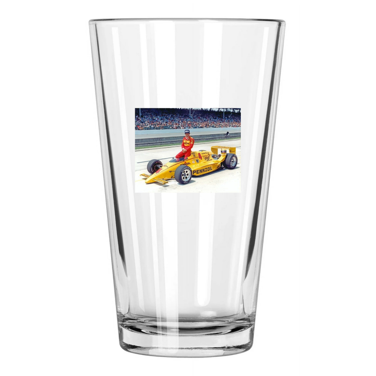 1986 Indy Racecar Driver Rick Mears Indianapolis 500 Pint Beer Drinking Glass