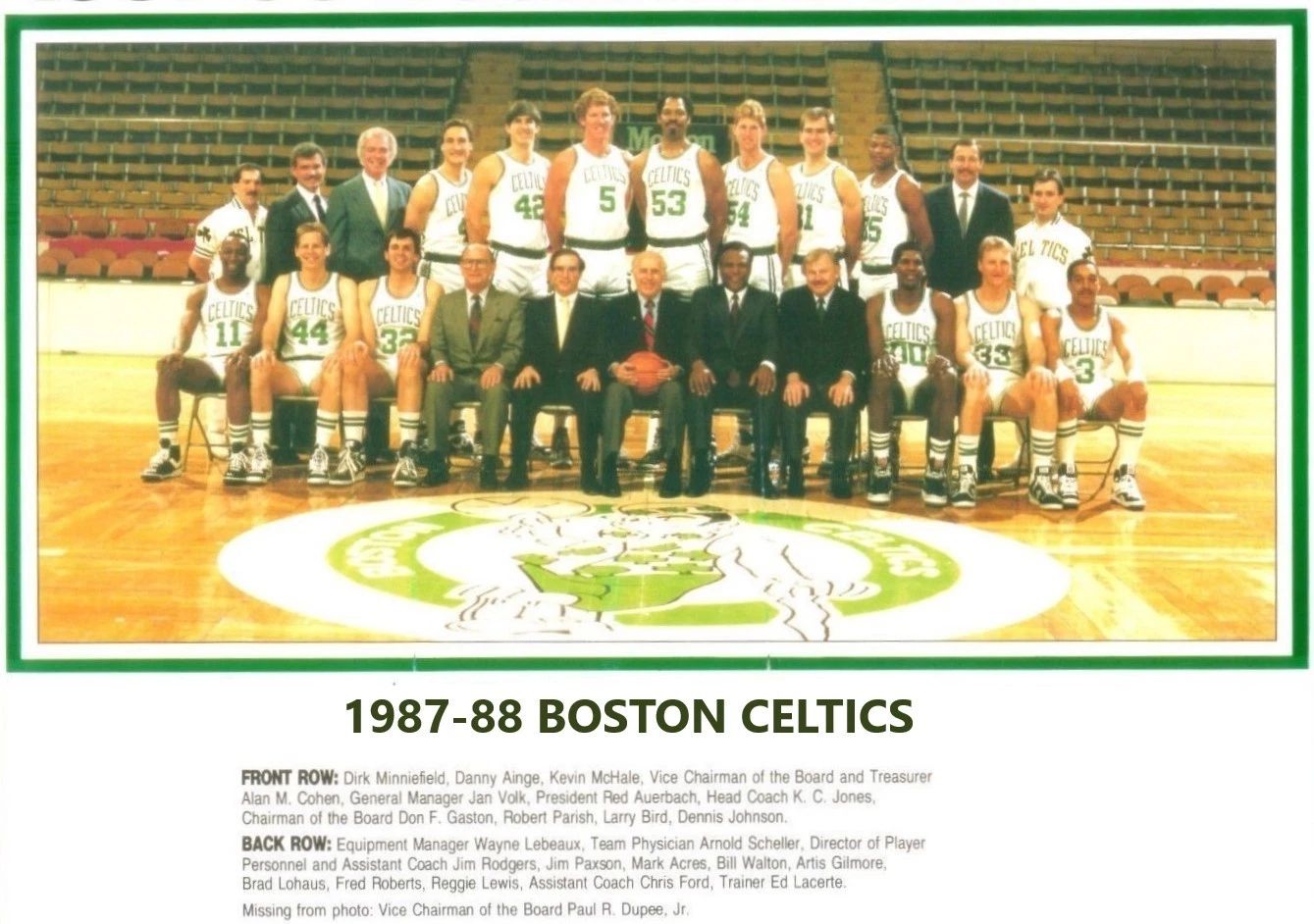 88 Boston Celtics Team Photo Basketball Picture Nba