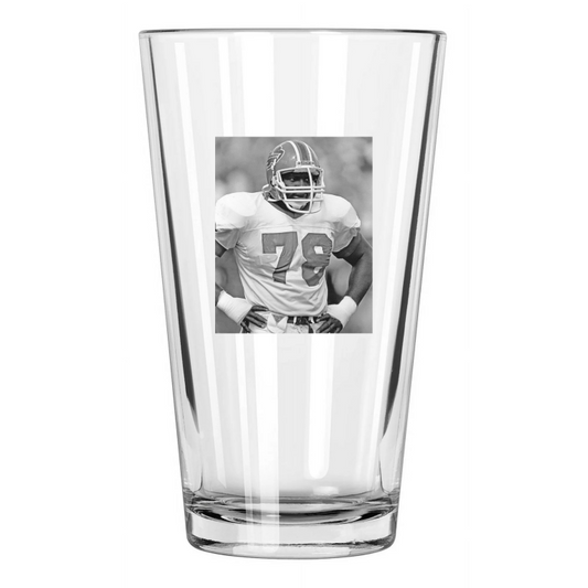 1987 Buffalo Bills Bruce Smith Photo Nfl Football Pint Beer Drinking Glass
