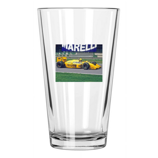 1987 F1 Racecar Driver Ayrton Senna Photo Formula One 1 Pint Beer Drinking Glass