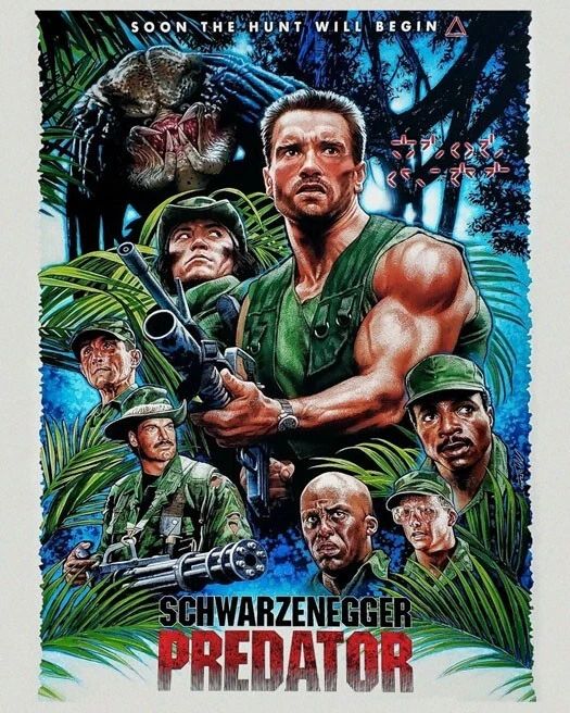 1987 Film Predator Glossy Keychain Starring Arnold Schwarzenegger Print