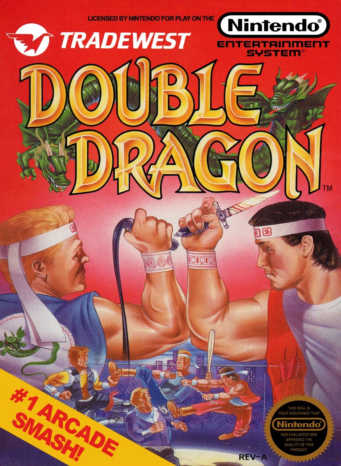 1987 Nintendo Nes Double Dragon Box Art Keychain Hammer Spike