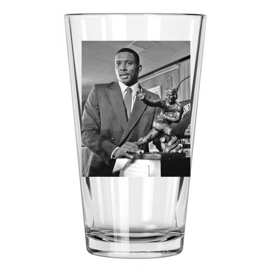 1987 Notre Dame Tim Brown Photo Heisman Trophy Pint Beer Drinking Glass