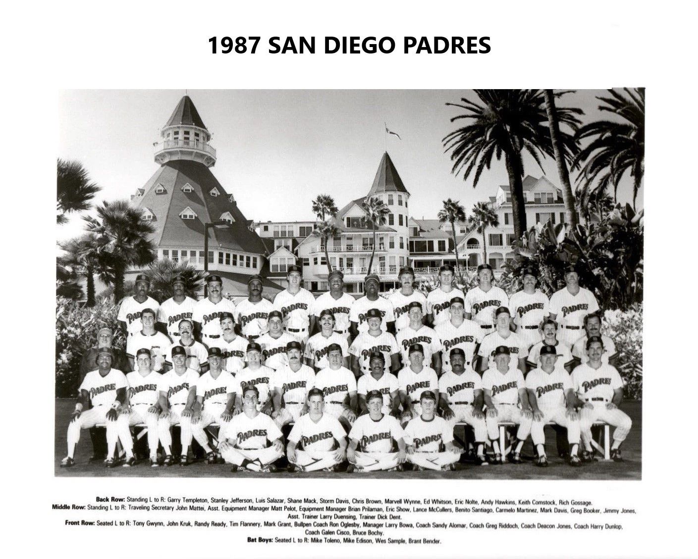 1987 San Diego Padres Team Photo Baseball Picture Mlb