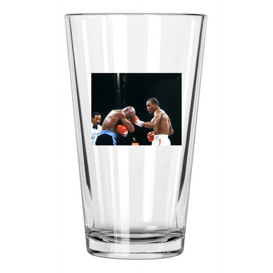 1987 Sugar Ray Leonard Vs Marvelous Marvin Hagler Photo Pint Beer Drinking Glass