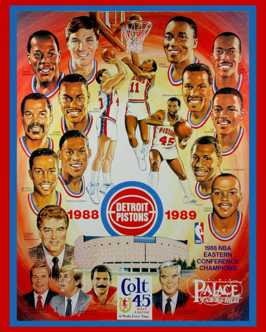 89 Detroit Pistons Team Collage Keychain Basketball Picture Nba