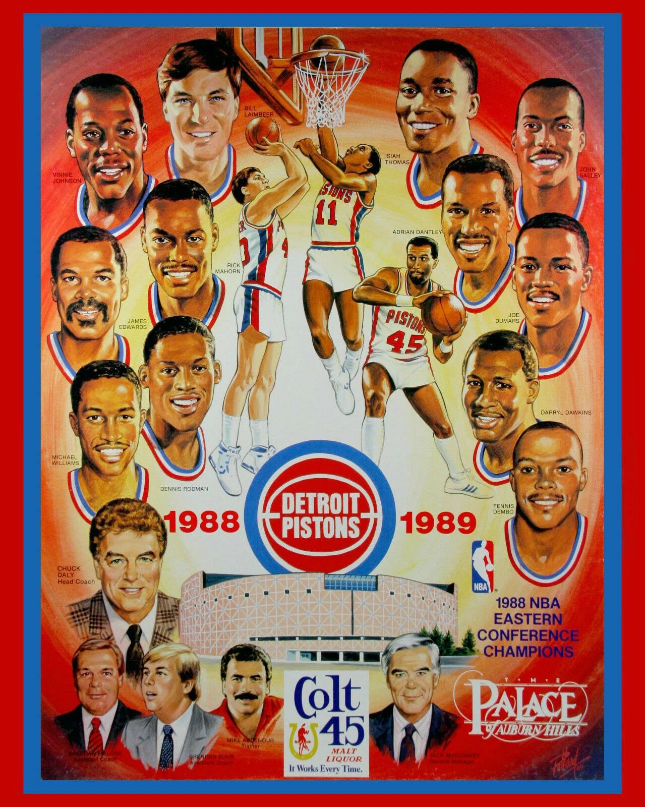 89 Detroit Pistons Team Collage Photo Basketball Picture Nba