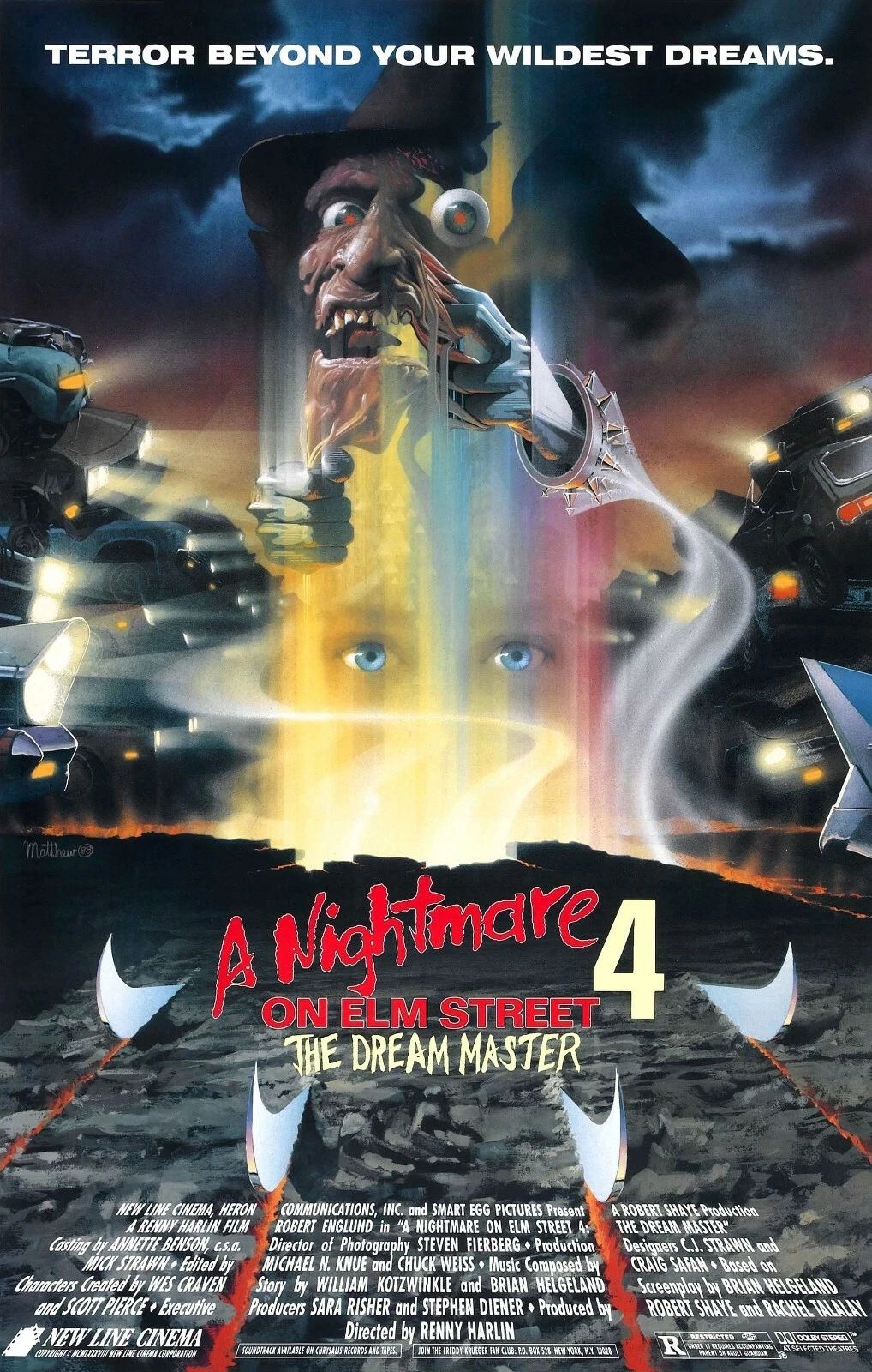 1988 A Nightmare On Elm Street 4 Movie Poster Print Freddy Krueger
