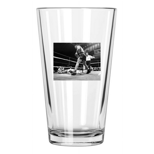 1988 Boxers Mike Tyson Vs Michael Spinks Photo Ko Pint Beer Drinking Glass