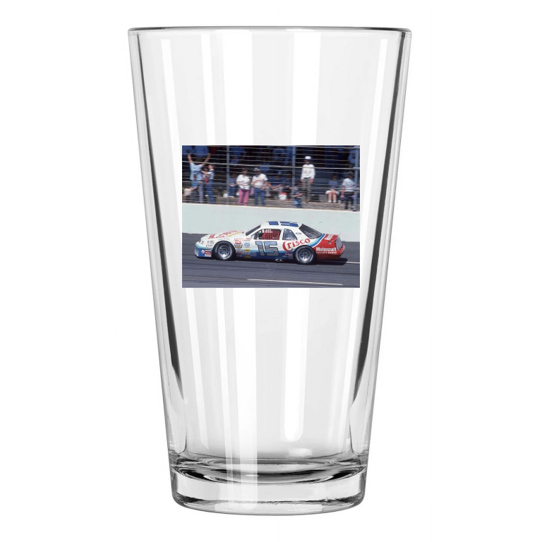 1988 Crisco Ford Brett Bodine Photo Nascar Pint Beer Drinking Glass