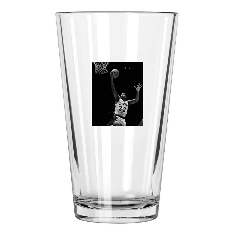 1988 Ervin Magic Johnson Photo Los Angeles Lakers Pint Beer Drinking Glass