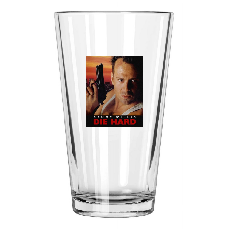 1988 Film Actor Bruce Willis 'Die Hard' Photo Movie Pint Beer Drinking Glass