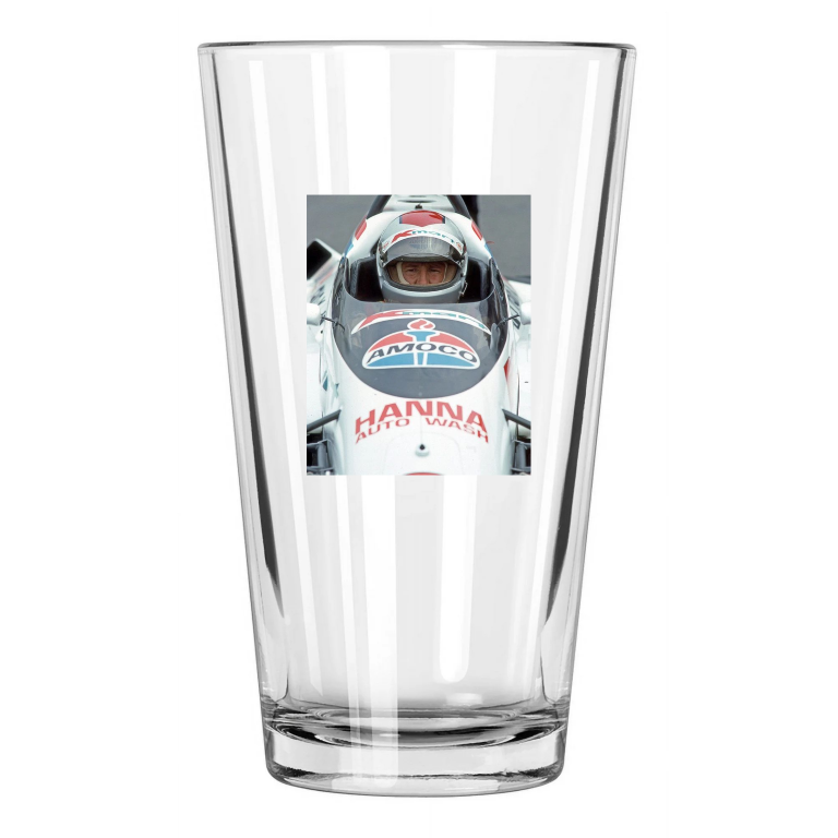 1988 Indy Driver Mario Andretti Photo Indianapolis 500 Pint Beer Drinking Glass