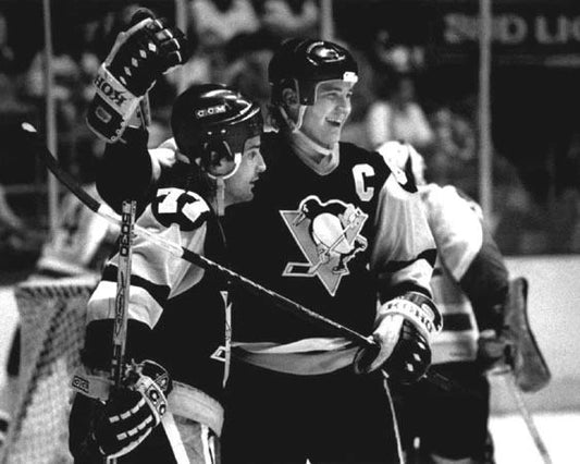 1988 Mario Lemieux And Paul Coffey Photo Pittsburgh Penguins Print Poster