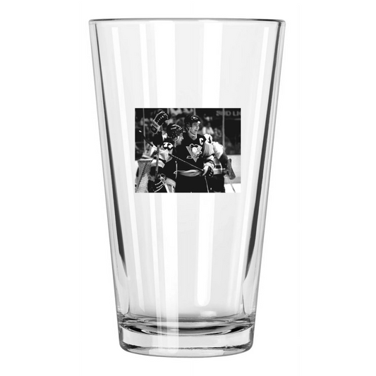 1988 Mario Lemieux And Paul Coffey Pittsburgh Penguins Pint Beer Drinking Glass