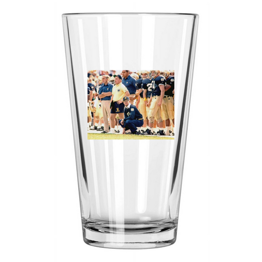 1988 Notre Dame Lou Holtz Photo Fighting Irish Pint Beer Drinking Glass