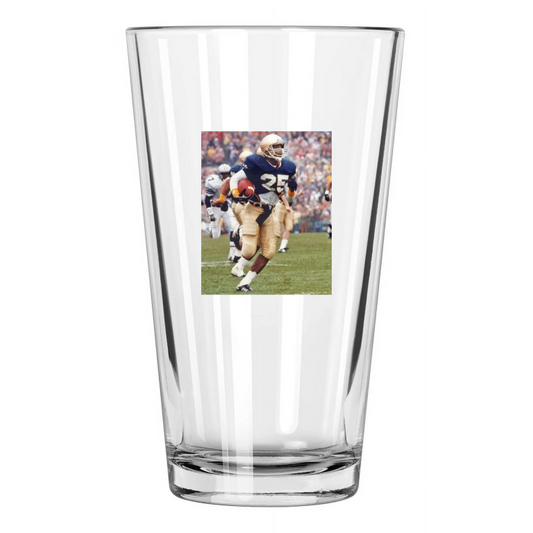 1988 Notre Dame Raghib Rocket Ismail Photo College Pint Beer Drinking Glass