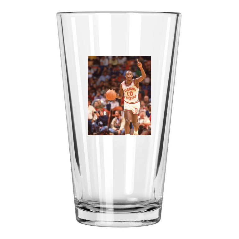 1988 Oklahoma Sooners Mookie Blaylock Photo Basketball Pint Beer Drinking Glass