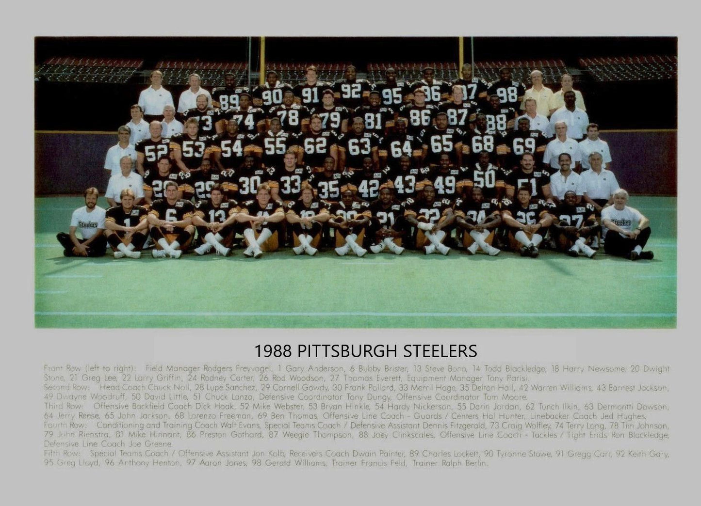 1988 Pittsburgh Steelers Team Keychain Nfl Football Picture