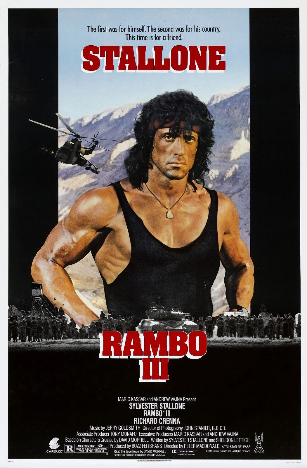 1988 Rambo Iii Movie Keychain Sylvester Stallone John Rambo 3