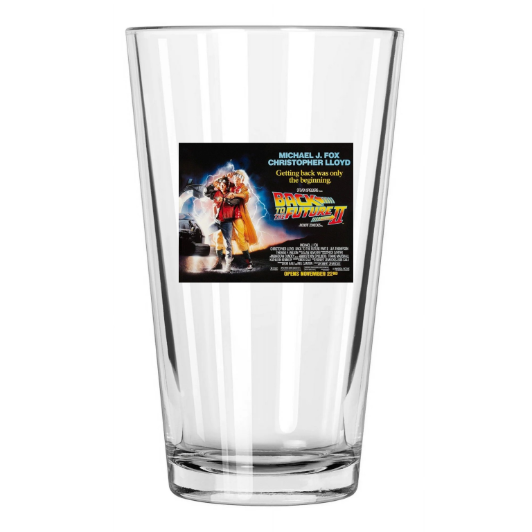 1989 Back To The Future Ii Photo Michael J Fox Movie Pint Beer Drinking Glass