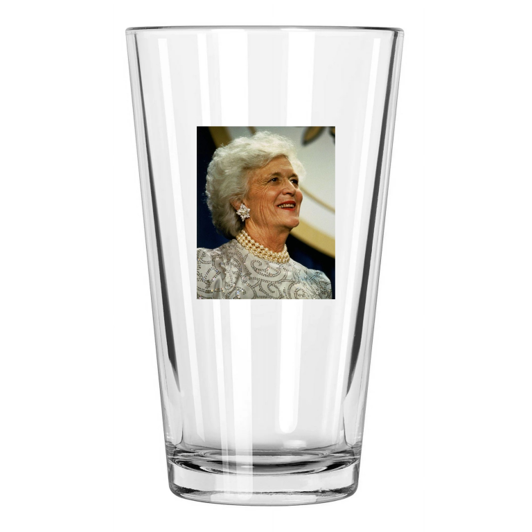 1989 First Lady Barbara Bush Photo Political George Pint Beer Drinking Glass