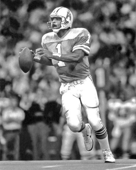 1989 Houston Oilers Warren Moon Photo Nfl Football Print Poster