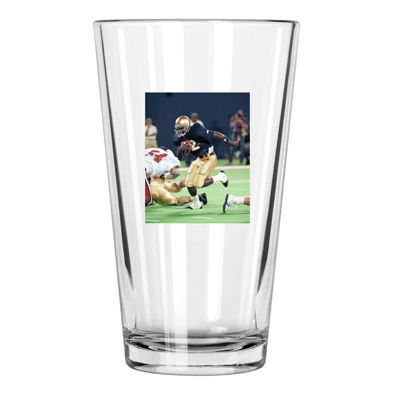 1989 Notre Dame Fighting Irish Ricky Watters Photo Pint Beer Drinking Glass