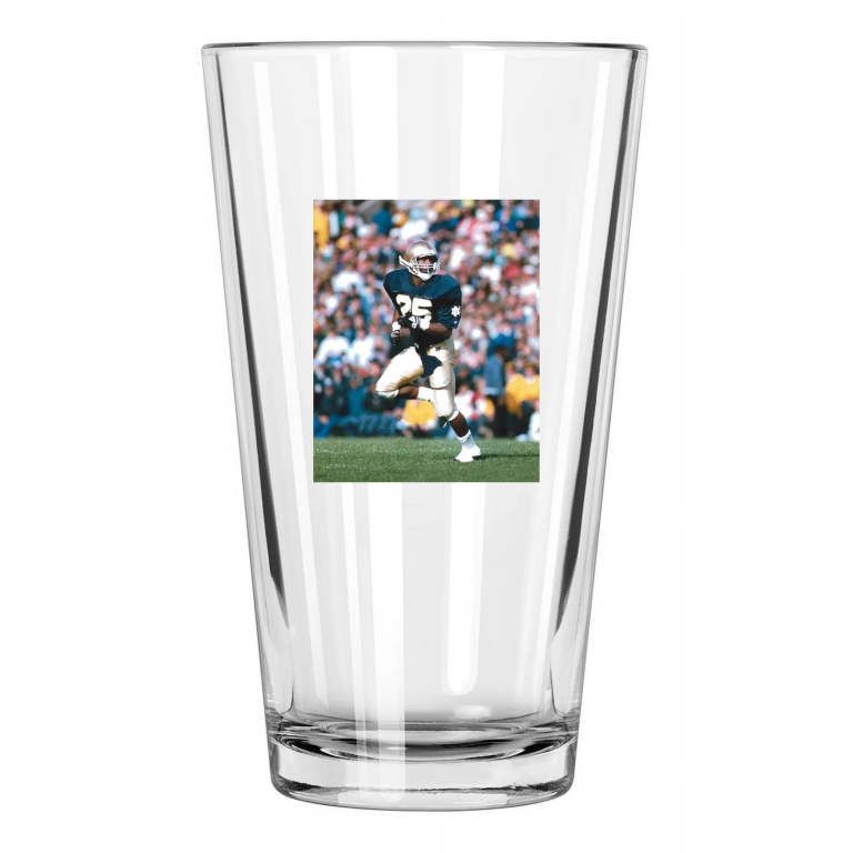 1989 Notre Dame Raghib Rocket Ismail Photo College Pint Beer Drinking Glass