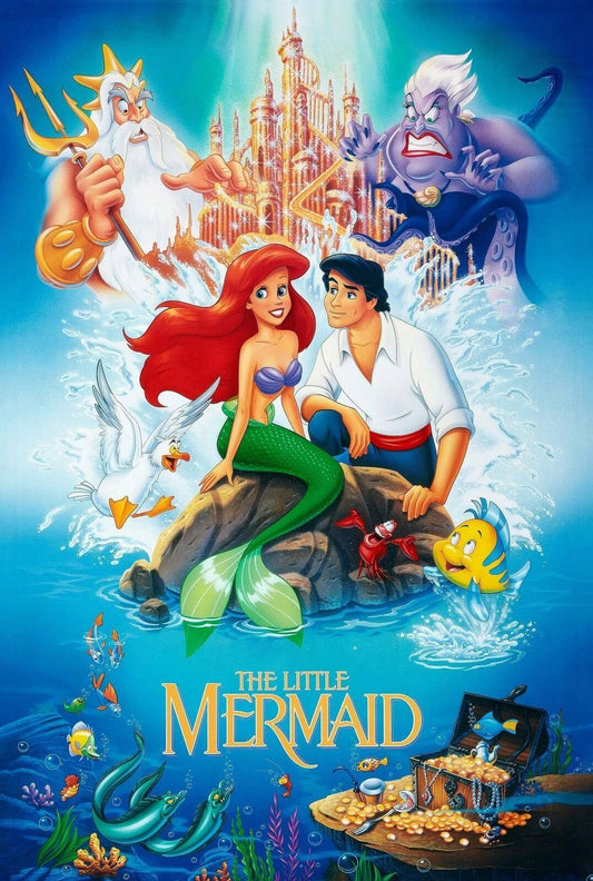 1989 Walt Disneys The Little Mermaid Movie Poster Print Ariel Ursula Sebastian