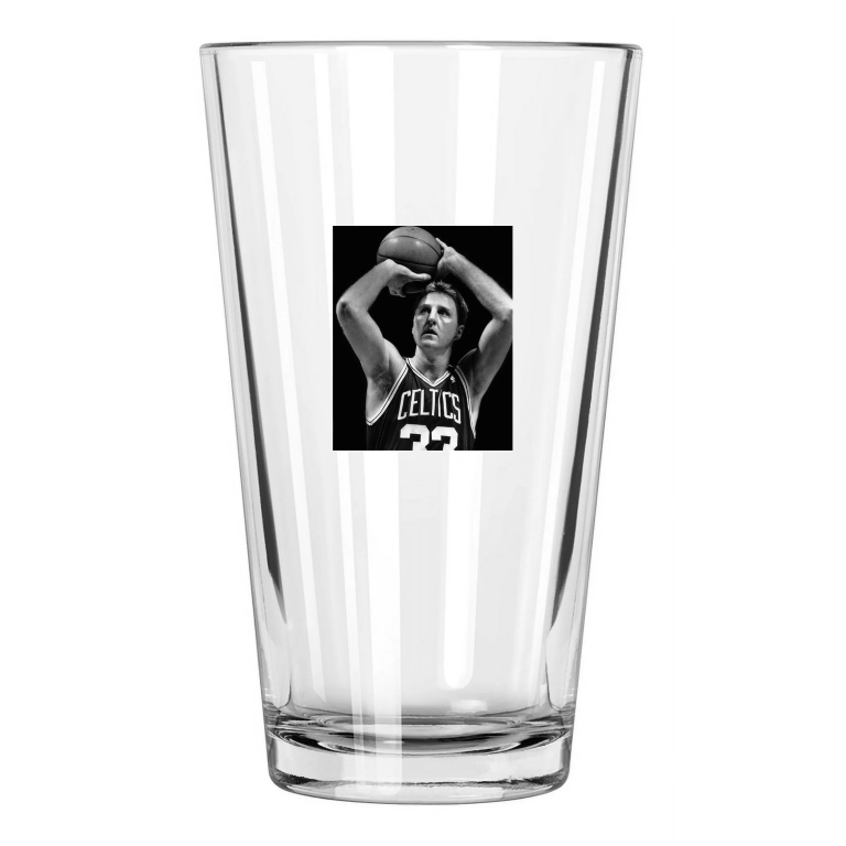 1990 Boston Celtics Larry Bird Nba Basketball Freethrow Pint Beer Drinking Glass