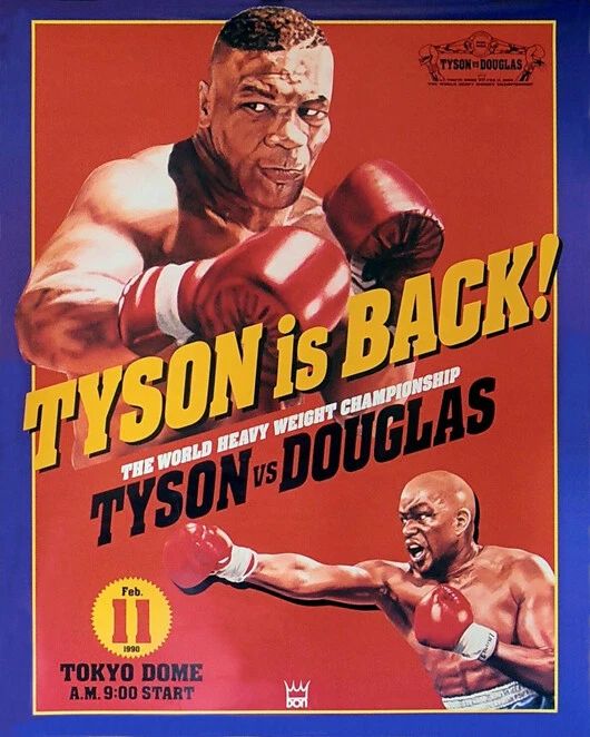1990 Heavyweight Boxers Mike Tyson Vs Buster Douglas Glossy Keychain Print 1