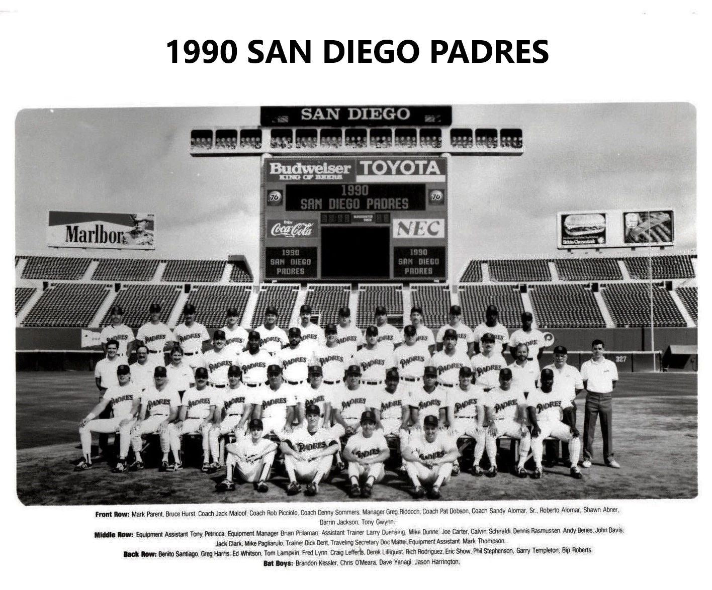 1990 San Diego Padres Team Keychain Baseball Picture Mlb With Names