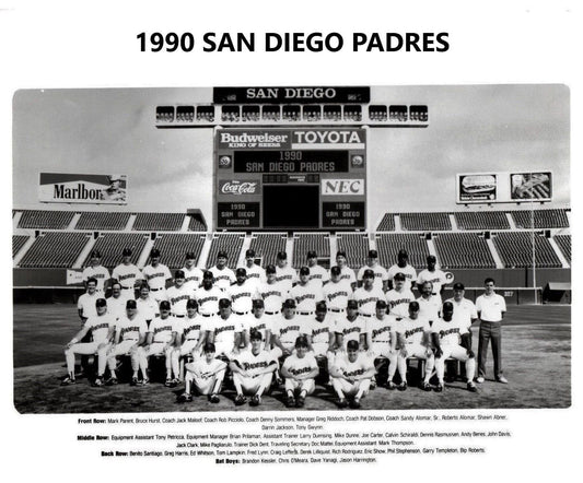 1990 San Diego Padres Team Photo Baseball Picture Mlb With Names