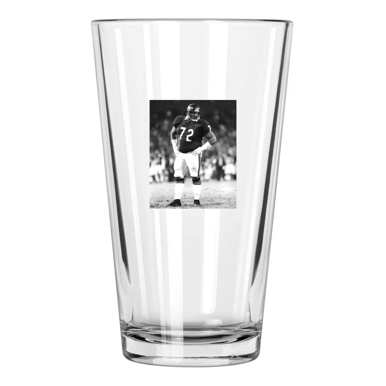 1991 Chicago Bears William Fridge Perry Photo Football Pint Beer Drinking Glass